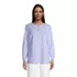 Women's Petite Cotton Long Sleeve Split Neck Tunic Top, Front