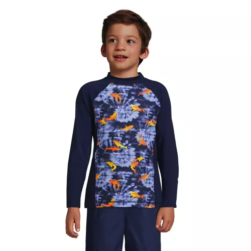 Boys Long Sleeve Mock Neck UPF 50 Swim Rash Guard, Front