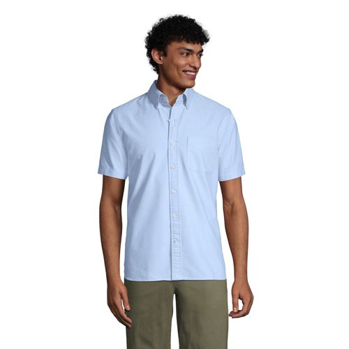 Men's Short Sleeve Sail Rigger Oxford Shirt Lands' End