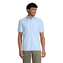 Lands\u2019 End Short Sleeve Shirt blue-white allover print business style Fashion Formal Shirts Short Sleeve Shirts Lands’ End 