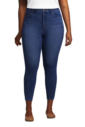 High Waist 7/8-Leggings-Jeans mit Stretch in großen Größen, Damen, Größe: 56 Plusgrößen, Blau, Baumwoll-Mischung, by Lands'''' End, Blau Buche