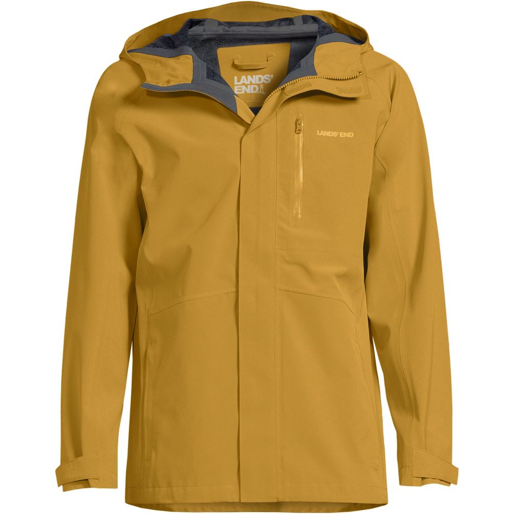 Men s Big and Tall Waterproof Hooded Packable Rain Jacket Lands End