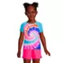 Girls Short Sleeve Crew Neck UPF 50 Swim Rash Guard, Front