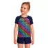 Girls Short Sleeve Crew Neck UPF 50 Swim Rash Guard, Front