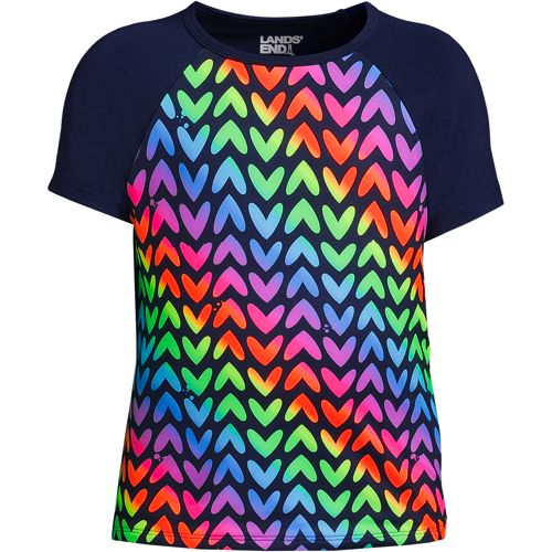 Girls Short Sleeve Crew Neck UPF 50 Swim Rash Guard