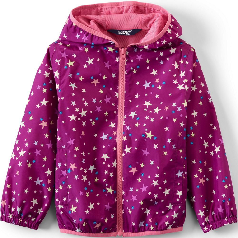 Kids Waterproof Hooded Packable Rain Jacket Lands End