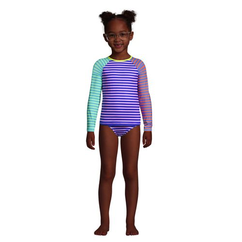 inlzdz Kids Girls Flower Printed Full Body Rash Guard Swimsuit Tankini Swimwear Anti UV Swimming Costume UPF 50+ 