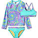 Girls Slim Rash Guard Swim Top Bikini Top and Bottoms UPF 50 Swimsuit Set, Front