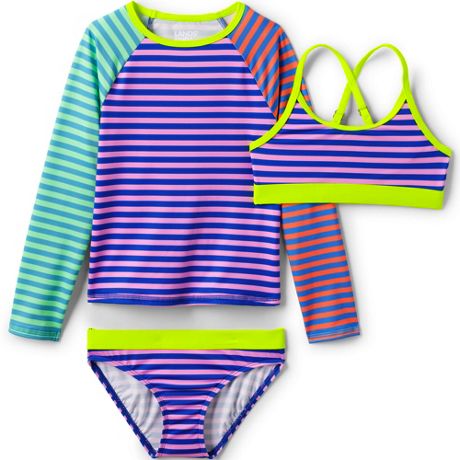 YRCUONE Girls Two Piece Swimsuit Set Long Sleeve Rashguard Swimwear with UPF 50 Summer Beach Tankini Bathing Suit 2-8 Years 