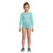 Girls Long Sleeve Half Zip One Piece UPF 50 Swimsuit, Front