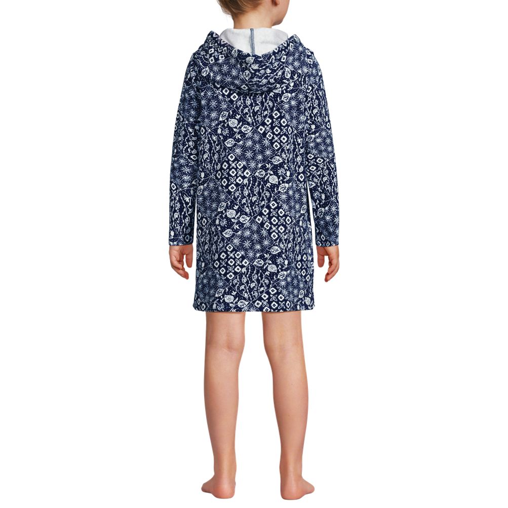 Kids Long Sleeve Hooded Front Pocket Terry Cloth Swimsuit Cover-Up