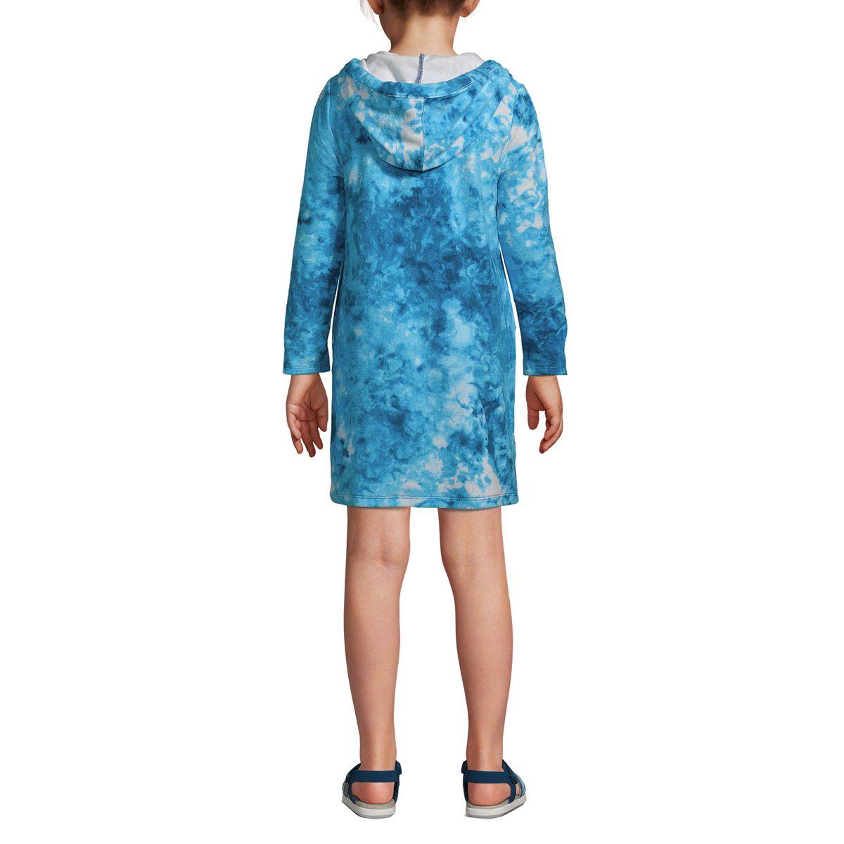Kids Long Sleeve Hooded Front Pocket Terry Cloth Swimsuit Cover-Up