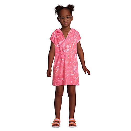 Girls Short Sleeve Hooded Terry Cloth Swimsuit Cover-Up - Secondary