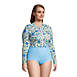 Women's Plus Size Chlorine Resistant Zip Front Long Sleeve Tugless Sporty One Piece Swimsuit, alternative image