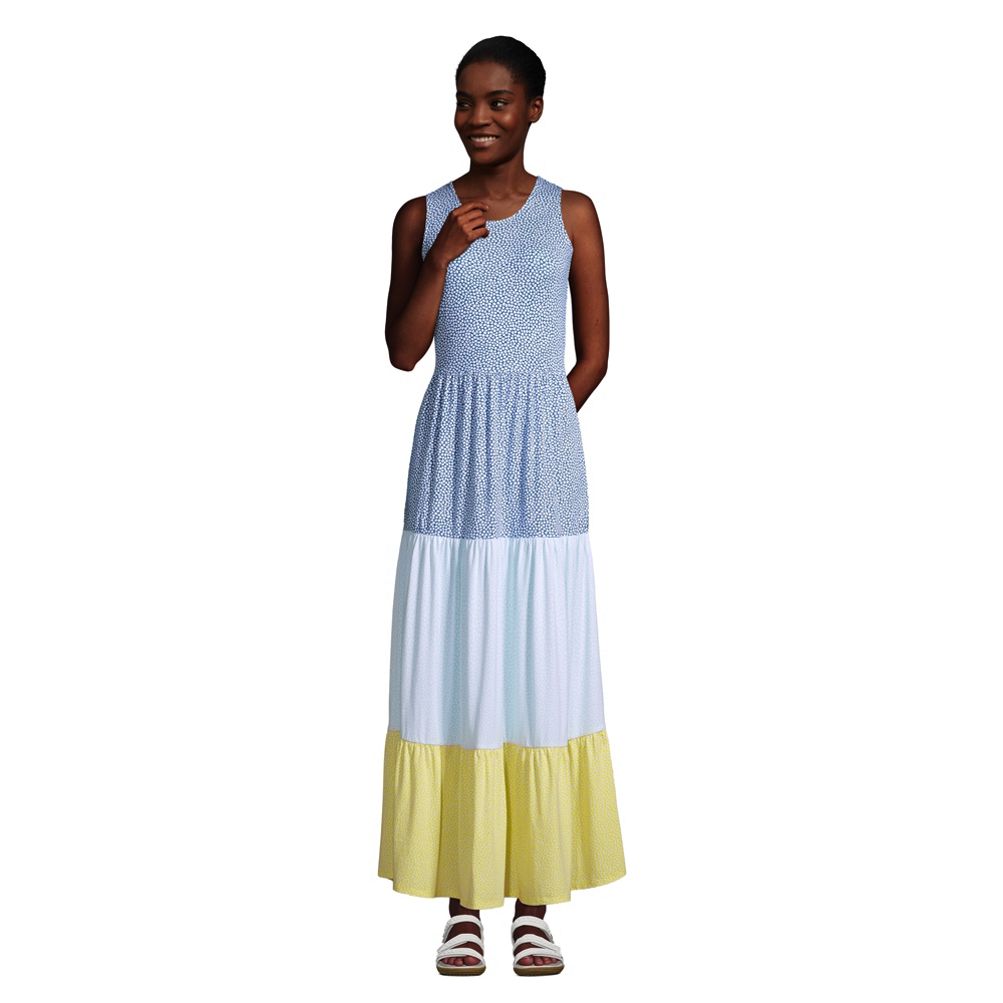 Sleeveless Dress - Blue/striped - Ladies