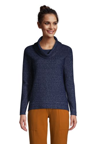Women's Long Sleeve Textured Cowl Neck Sweatshirt