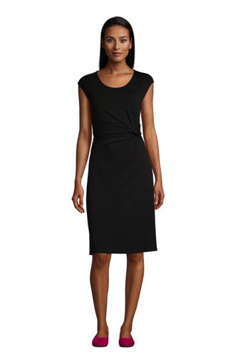 Women's Cap Sleeve Twist Front Fit and Flare Dress
