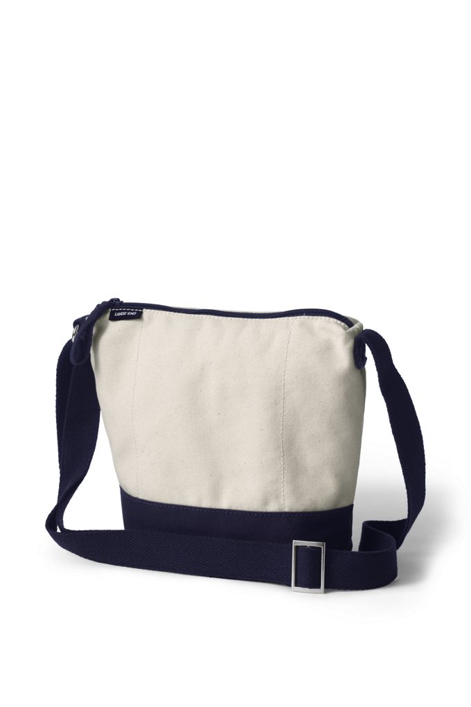 Image of Canvas Crossbody Bucket Bag - Lands' End - Ivory
