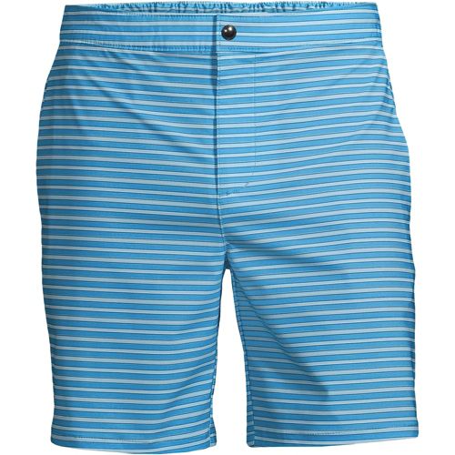Lands' End Men's 8 Solid Volley Swim Trunks - Compass Red Colorblock