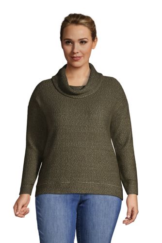 Lands' End Women's Serious Sweats Long Sleeve Collared Pullover Forest Moss  1X Green - $27 - From Victoria