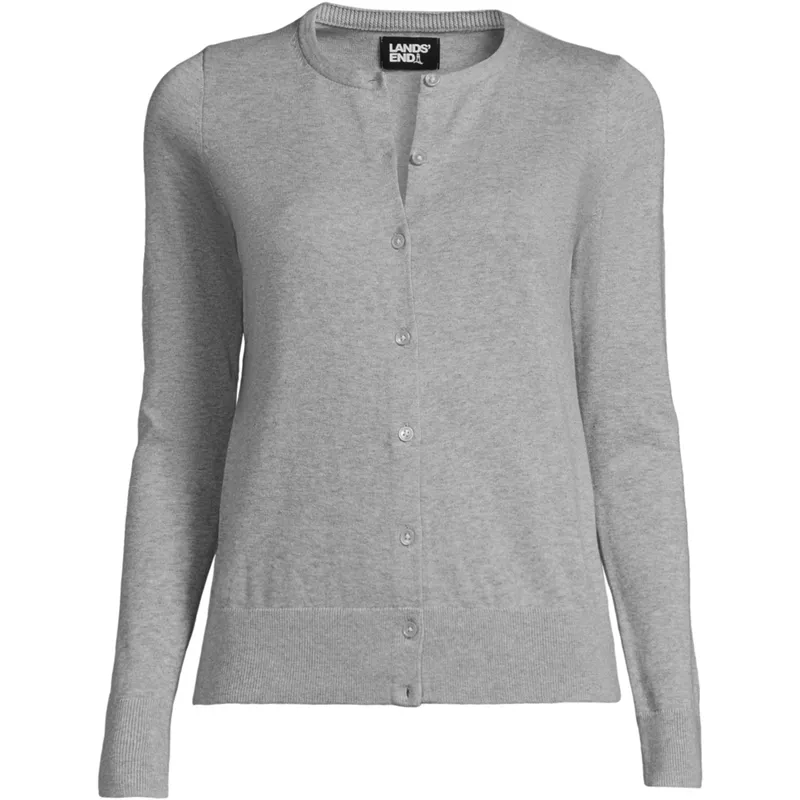 Women's Fine Gauge Cotton Cardigan Sweater, Front