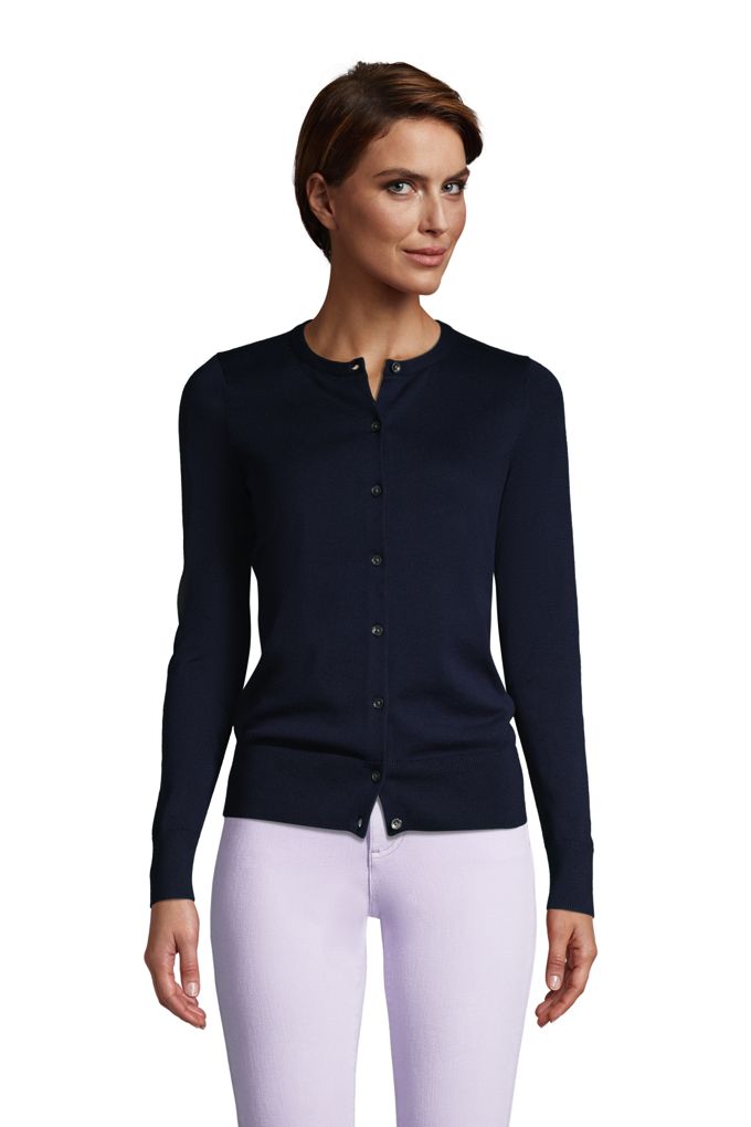 Lands' EndWomen's Petite Fine Gauge Cotton Cardigan Sweater Lands