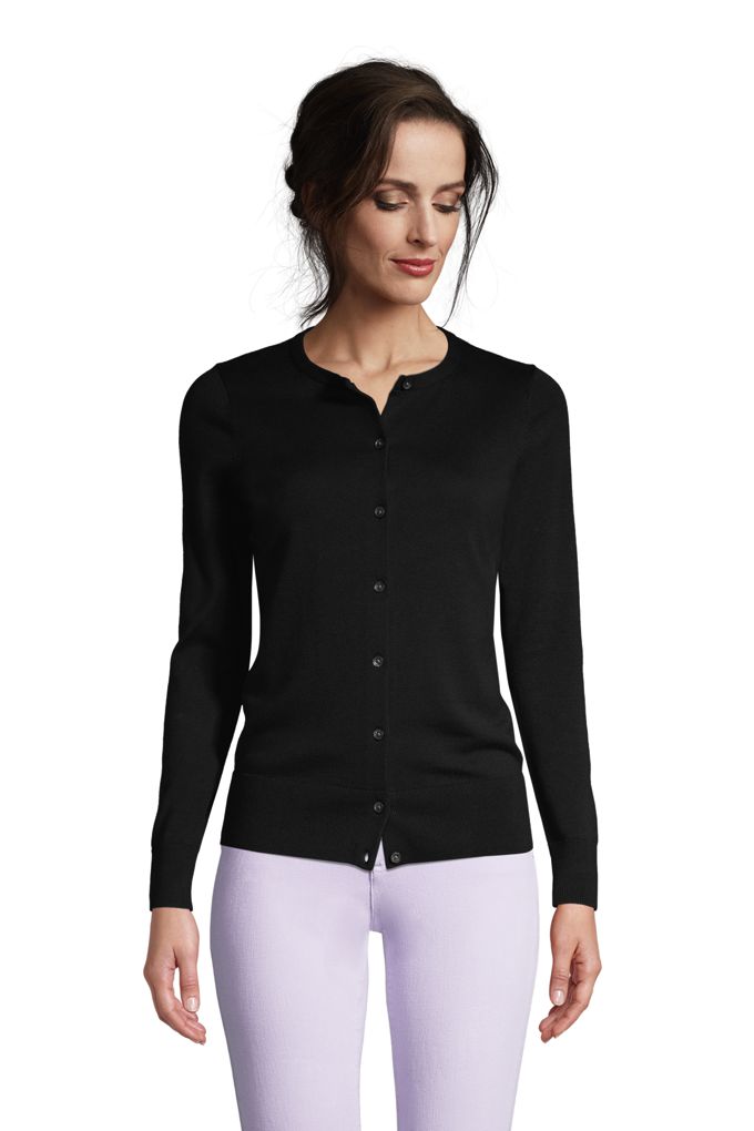 Lands' EndWomen's Tall Fine Gauge Cotton Cardigan Sweater Lands' End