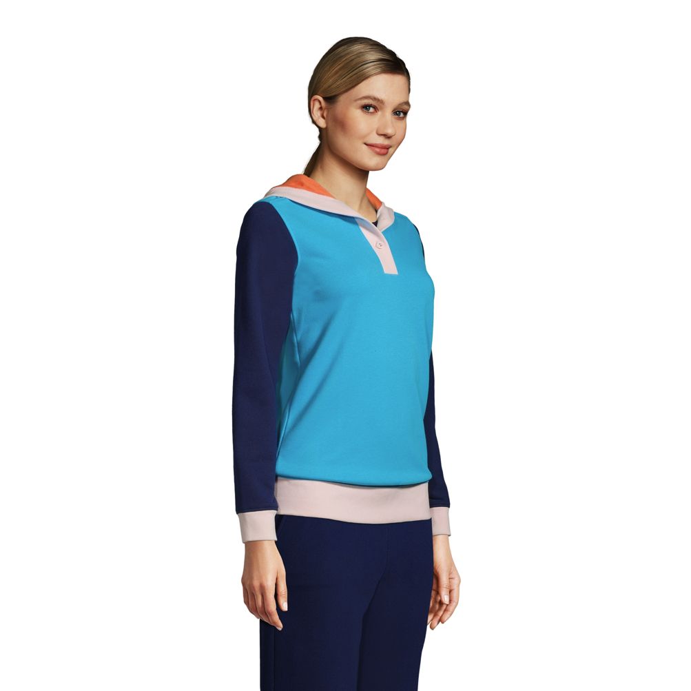 Lands' End Women's Plus Size Serious Sweats Raglan Sweatshirt - 1x - Deep  Sea Navy Multi Colorblock