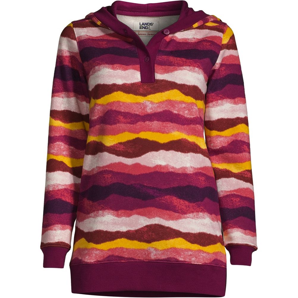 Women s Long Sleeve Serious Sweats Button Hoodie Lands End
