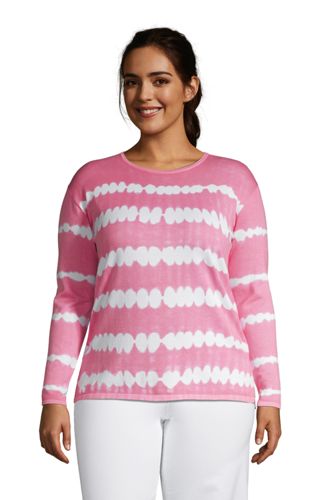 Baumwoll-Feinstrick-Pullover Batik Gestreift für Damen 