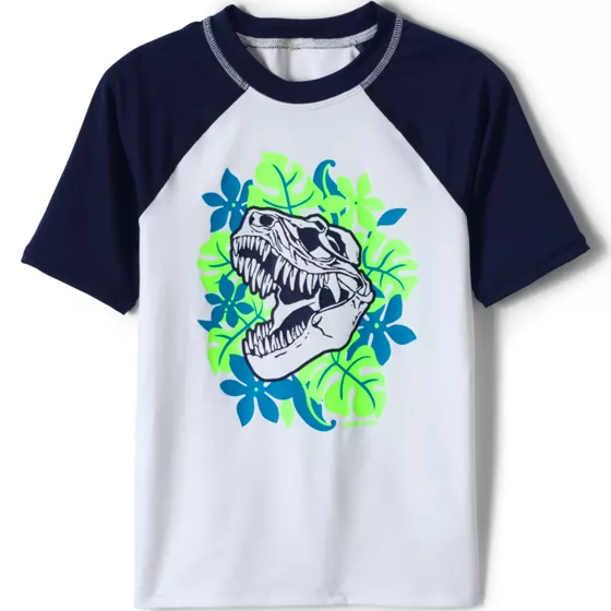 Boys Short Sleeve Crew Neck Graphic UPF 50 Swim Rash Guard - primary