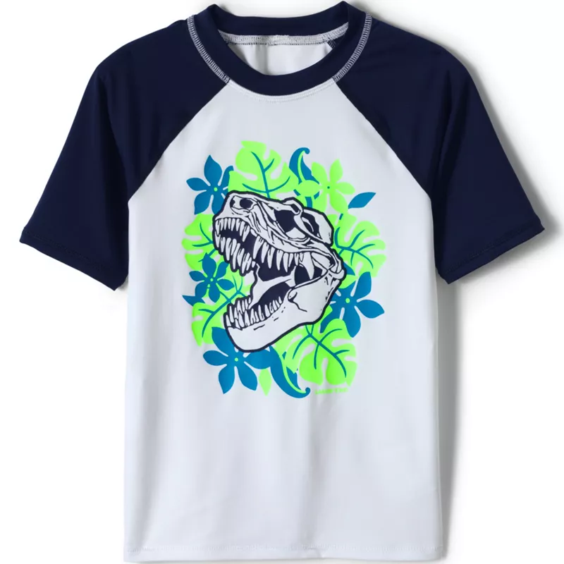 Boys Short Sleeve Crew Neck Graphic UPF 50 Swim Rash Guard, Front
