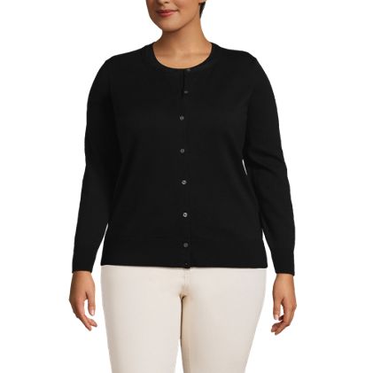 Women's Plus Size Fine Gauge Cotton Cardigan Sweater - image 1