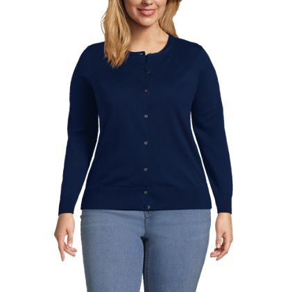 Women's Plus Size Fine Gauge Cotton Cardigan Sweater - image 1