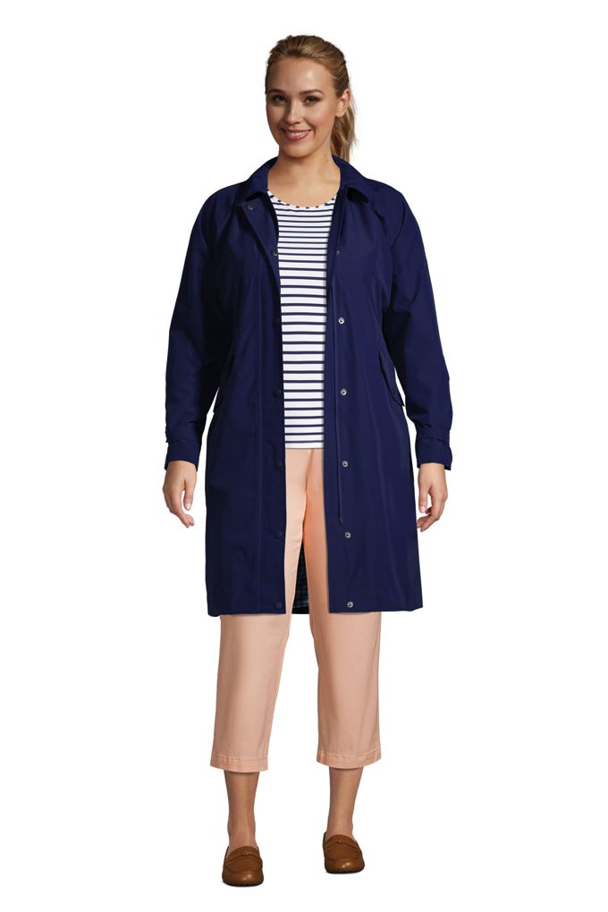 Lands' EndWomen's Plus Size Hooded Raincoat Lands' End Blue 1X