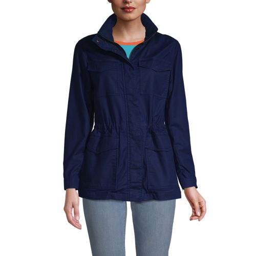 Cotton Hooded Jacket, Women, Size: 10-12 Regular, Blue, by Lands’ End