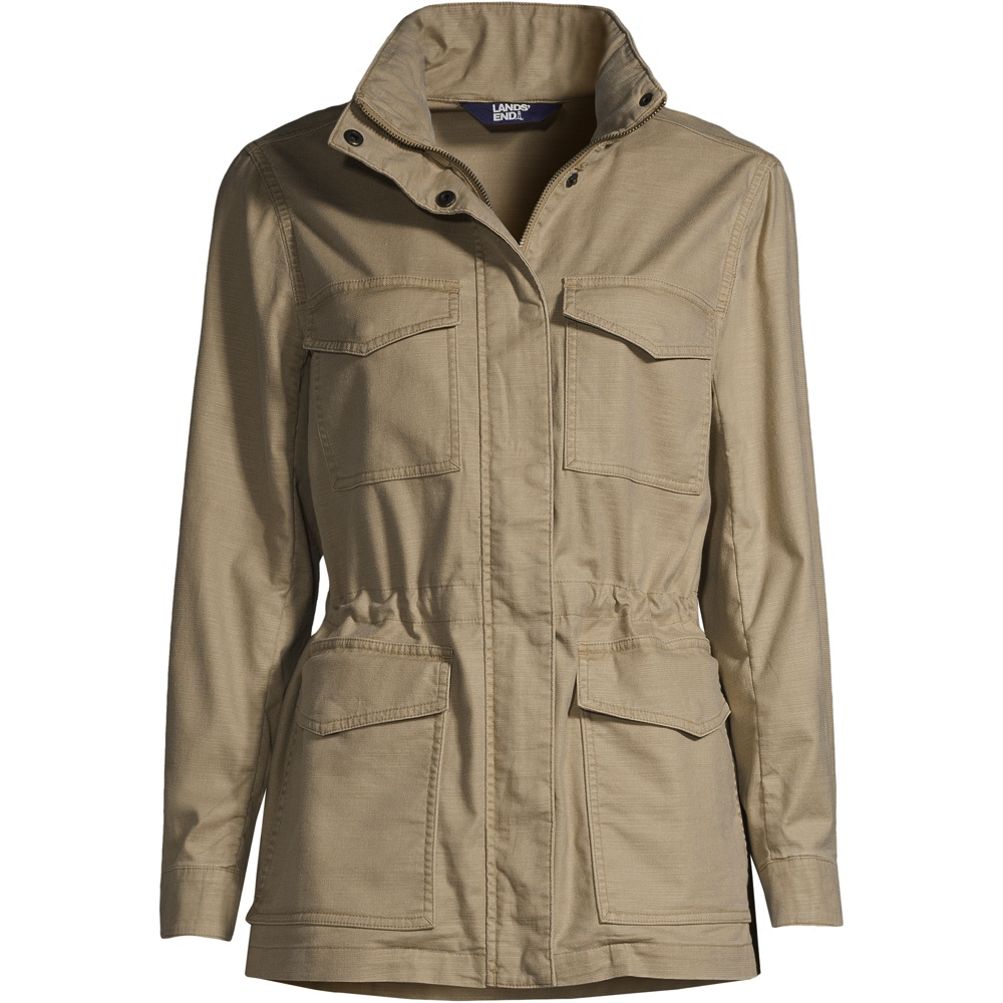 Women's Petite Cotton Hooded Jacket with Cargo Pockets | Lands' End
