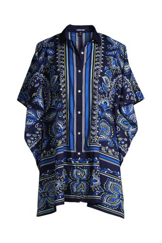 Gemustertes Kaftan-Hemdkleid aus Baumwoll-Popeline für Damen