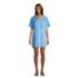 Women's Terry V-neck Short Sleeve Hooded Swim Cover-up Dress with Pocket, Front