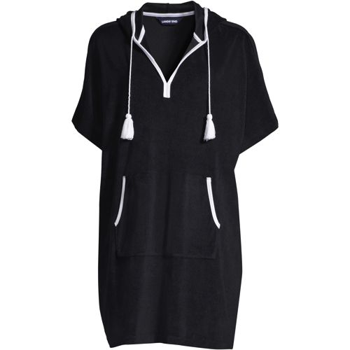 Women s Terry V neck Short Sleeve Hooded Swim Cover up Dress with