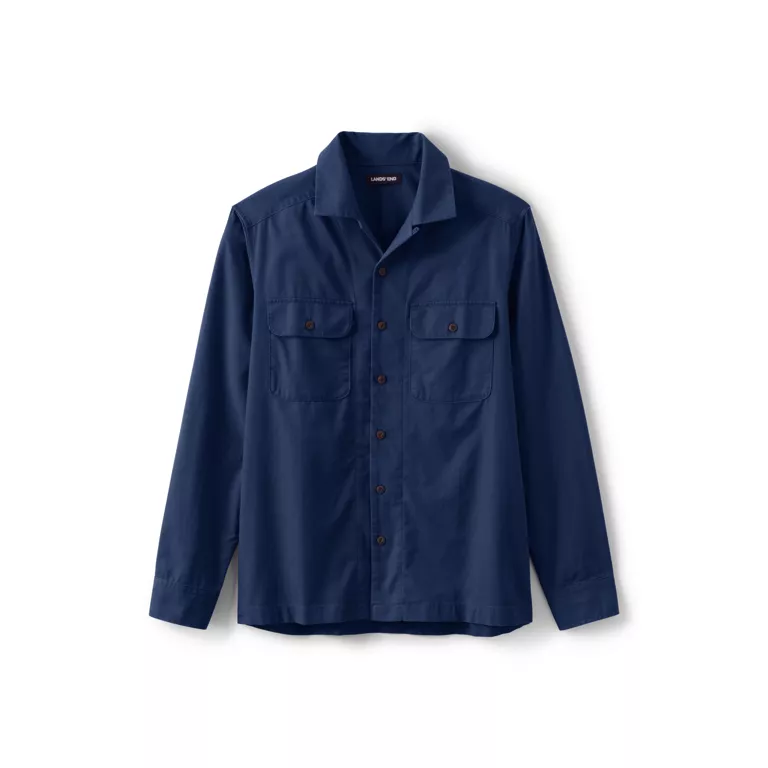 Men's Traditional Fit Textured Camp Collar Long Sleeve Shirt