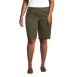 Women's Plus Size Mid Rise Elastic Waist Pull On 12" Knockabout Chino Bermuda Shorts, Front