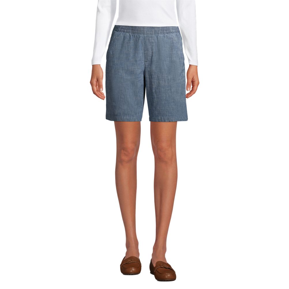 Women's Petite Mid Rise Elastic Waist Pull On 10