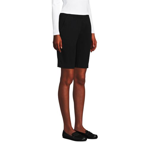 Women's Mid Rise Elastic Waist Pull On 10" Chino Bermuda Shorts - image 4