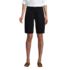 Women's Petite Mid Rise Elastic Waist Pull On 12 inch Chino Bermuda Shorts, Front