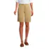Women's Petite Mid Rise Elastic Waist Pull On 12 inch Chino Bermuda Shorts, Front