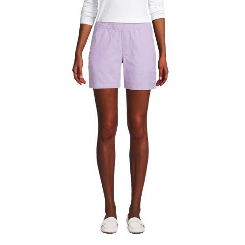 Womens Purple Shorts with Front Tie Waist, Linen