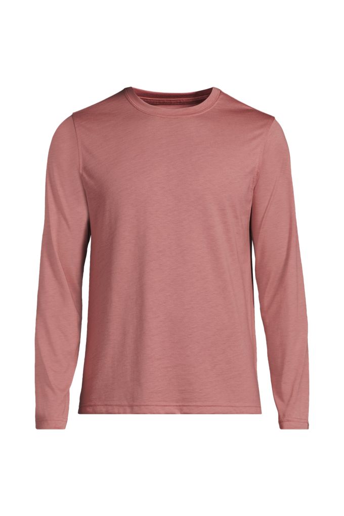 Men's Long Sleeve Cotton Supima Tee - Lands' End - Pink - S