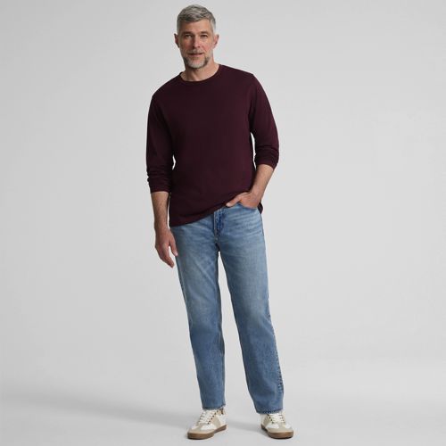 Long Sleeve Supima Crew Neck T-Shirt, Men, size: XXL, regular, Red, Cotton, by Lands' End