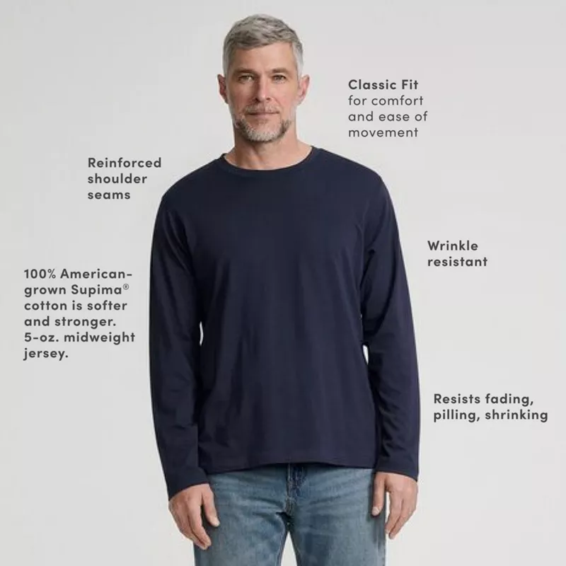 Men's Big Long Sleeve Cotton Supima Tee, alternative image